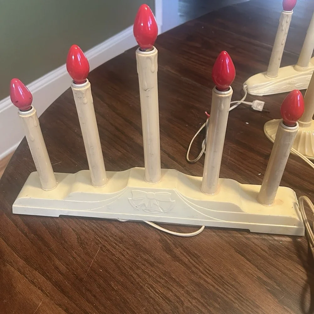 Christmas Candoliers 5-Light Holiday & Single Window Candles Candelabra Lot Of 8